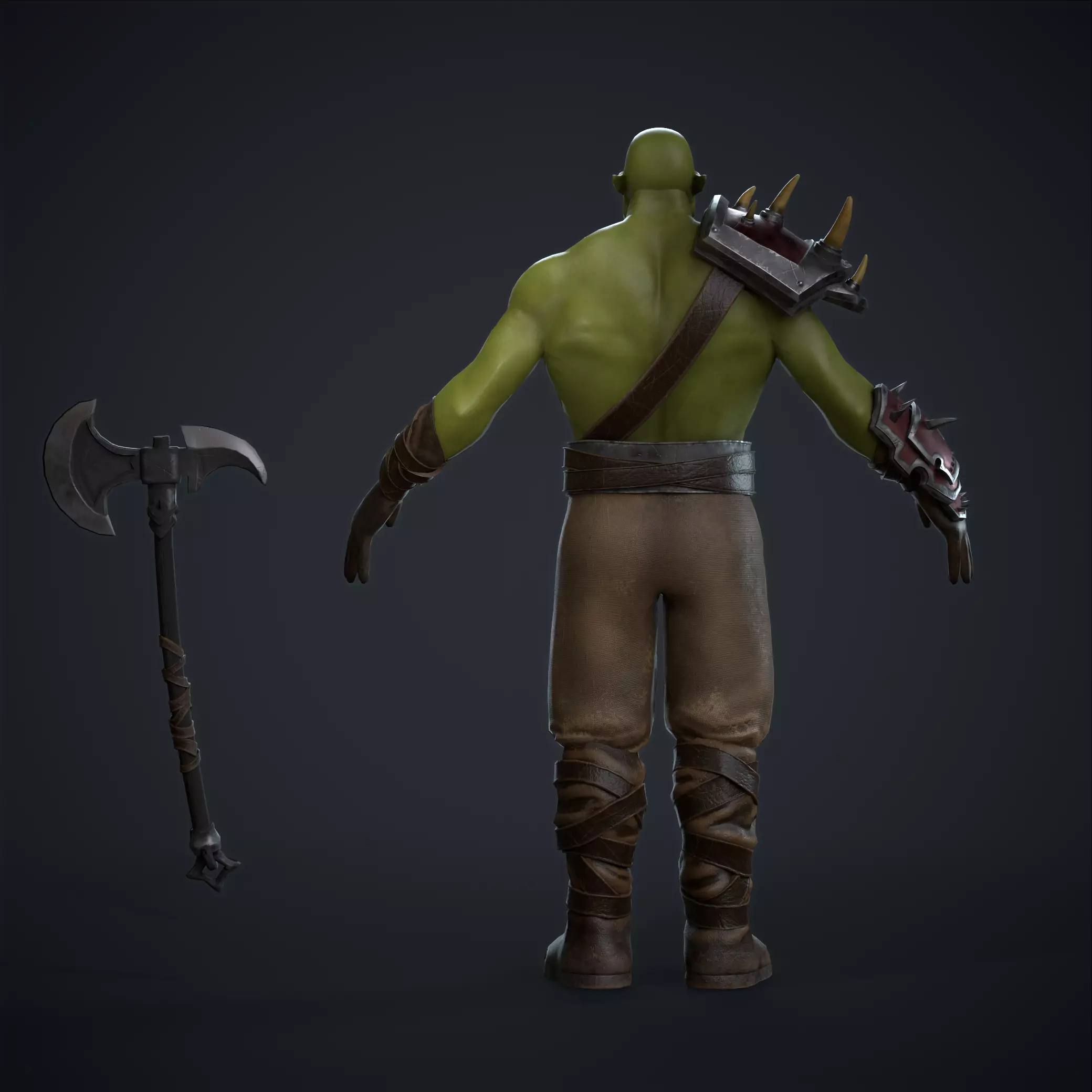 Orc Warrior Low-poly 3D model_7