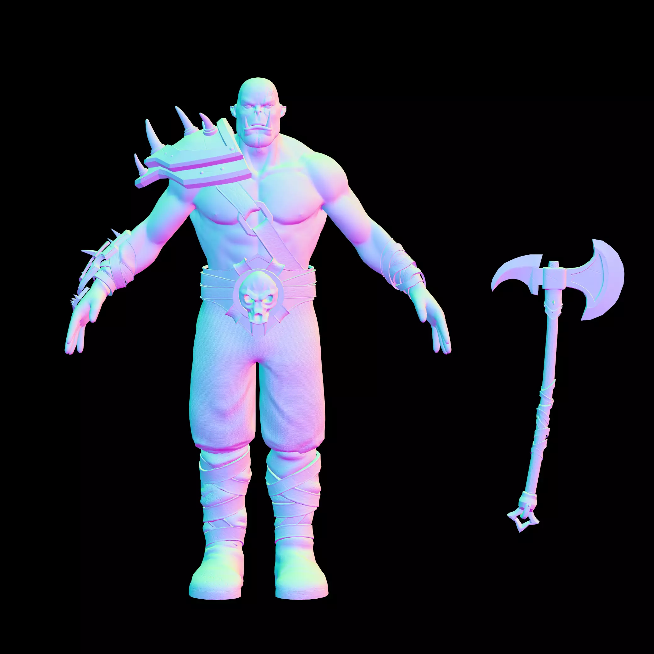 Orc Warrior Low-poly 3D model_11