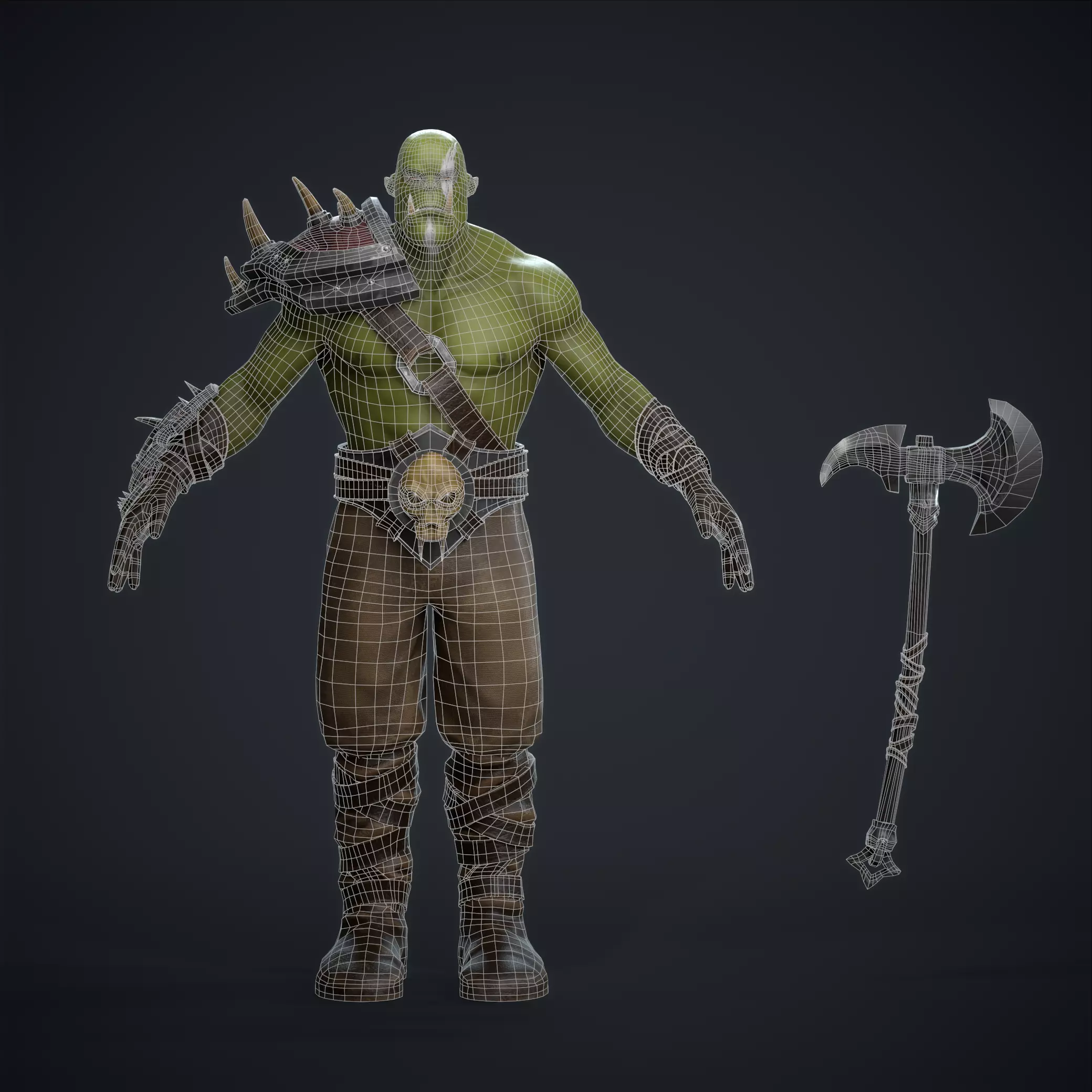 Orc Warrior Low-poly 3D model_8