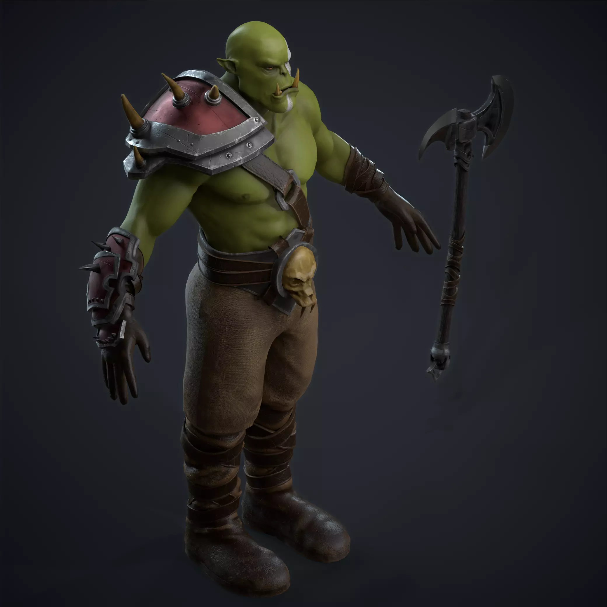 Orc Warrior Low-poly 3D model_5