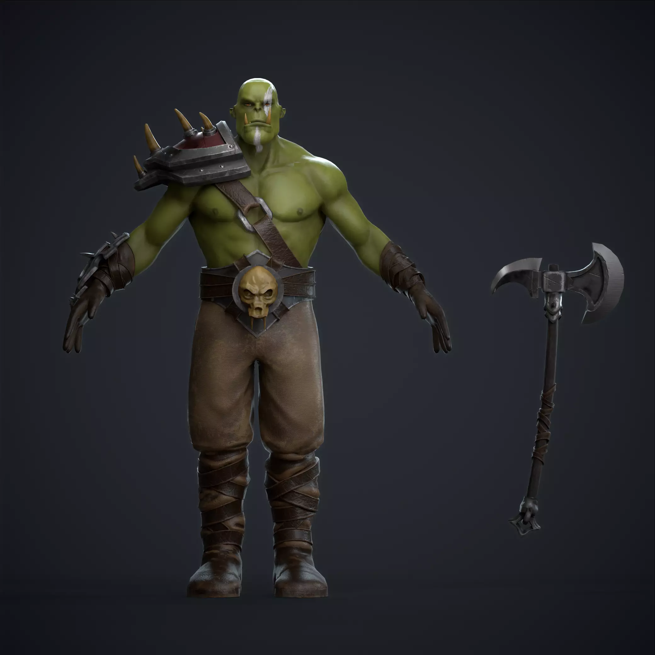 Orc Warrior Low-poly 3D model_0