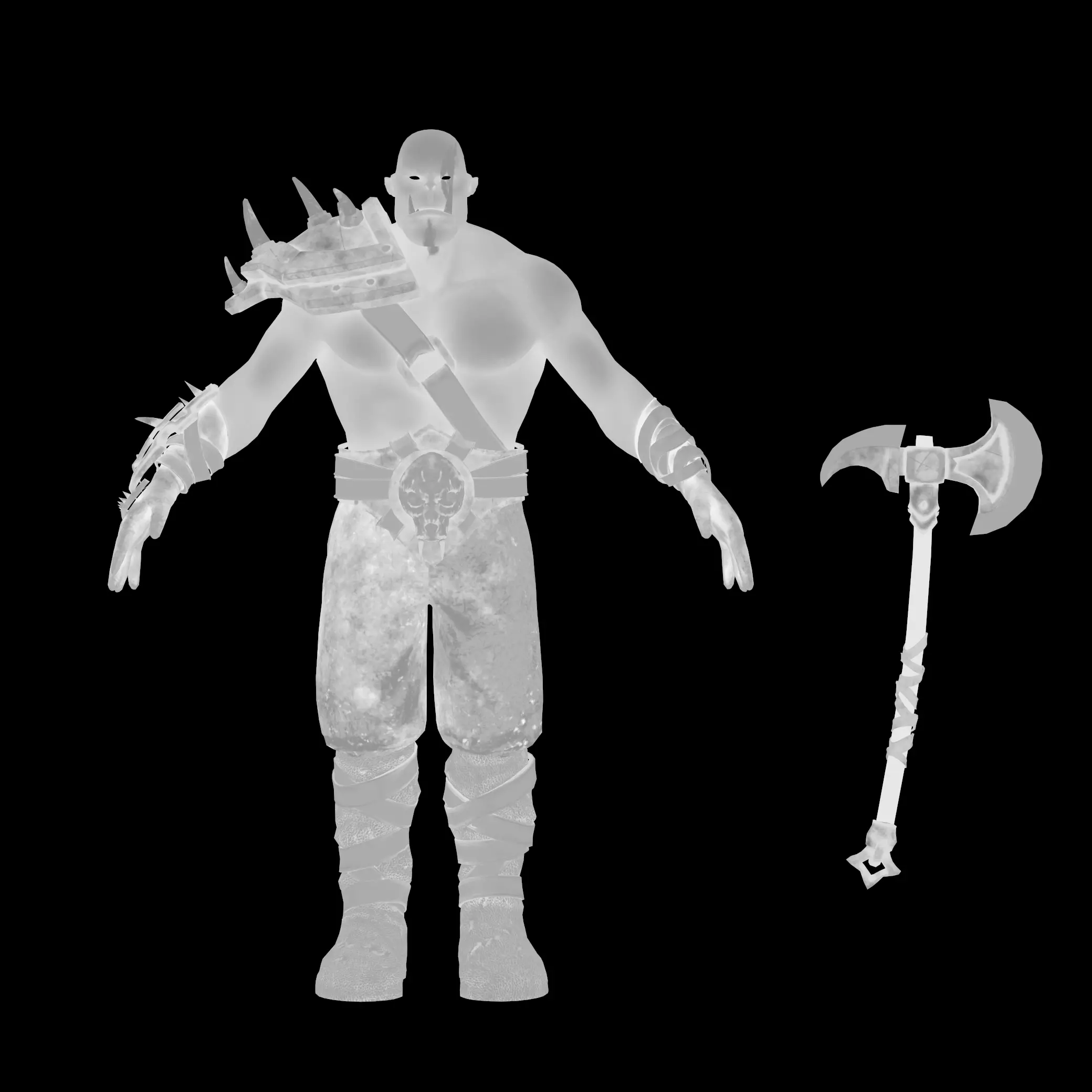 Orc Warrior Low-poly 3D model_12