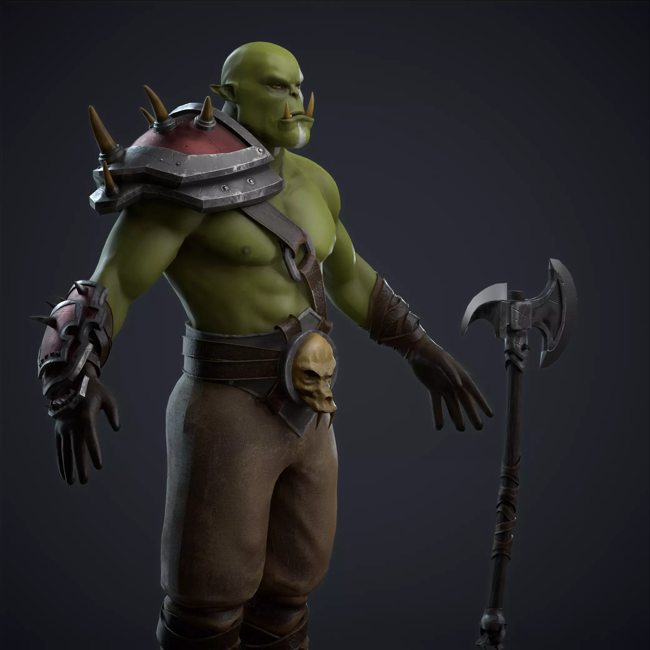 Orc Warrior Low-poly 3D model_4