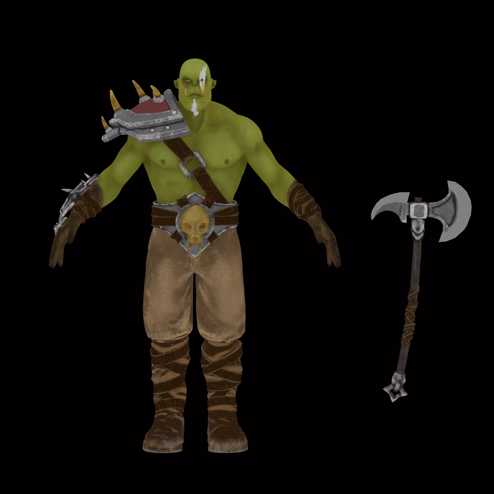 Orc Warrior Low-poly 3D model_9