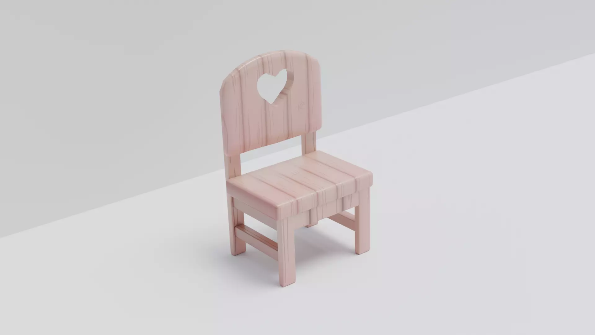 wooden childrens chair Low-poly 3D model_1