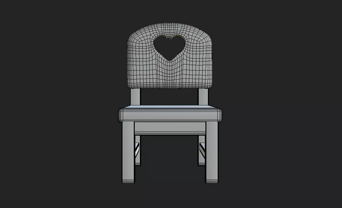 wooden childrens chair Low-poly 3D model_9