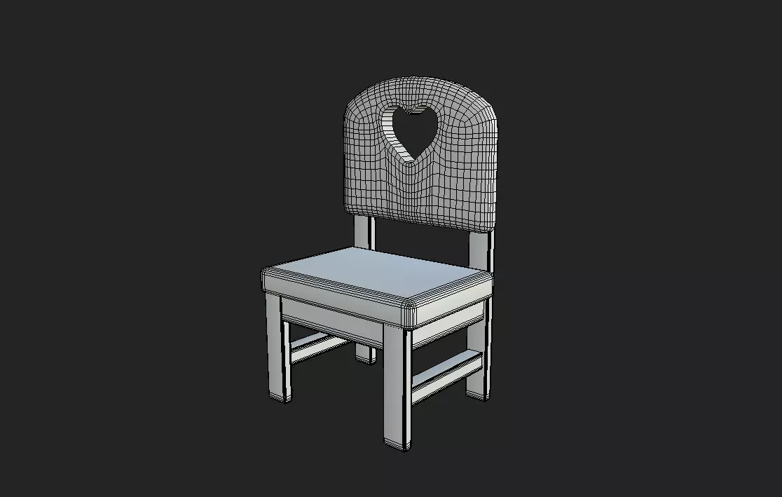 wooden childrens chair Low-poly 3D model_8