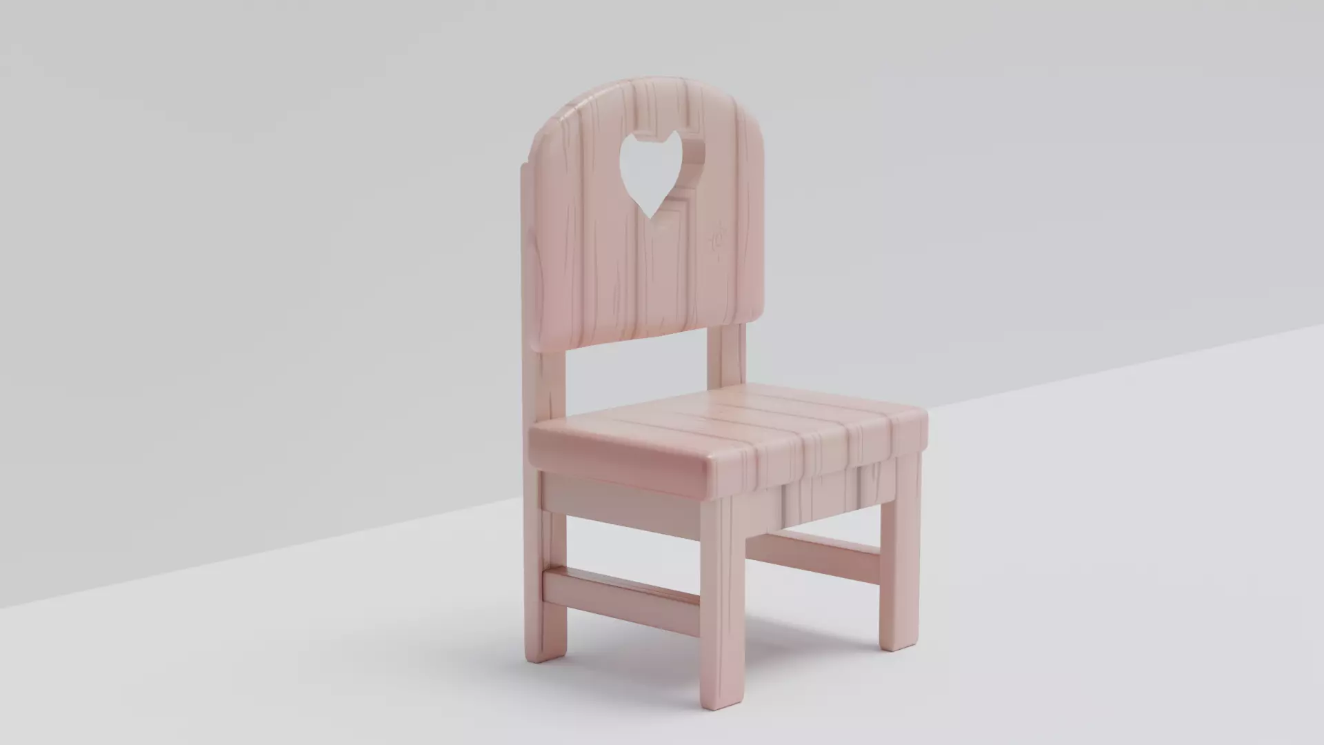 wooden childrens chair Low-poly 3D model_2
