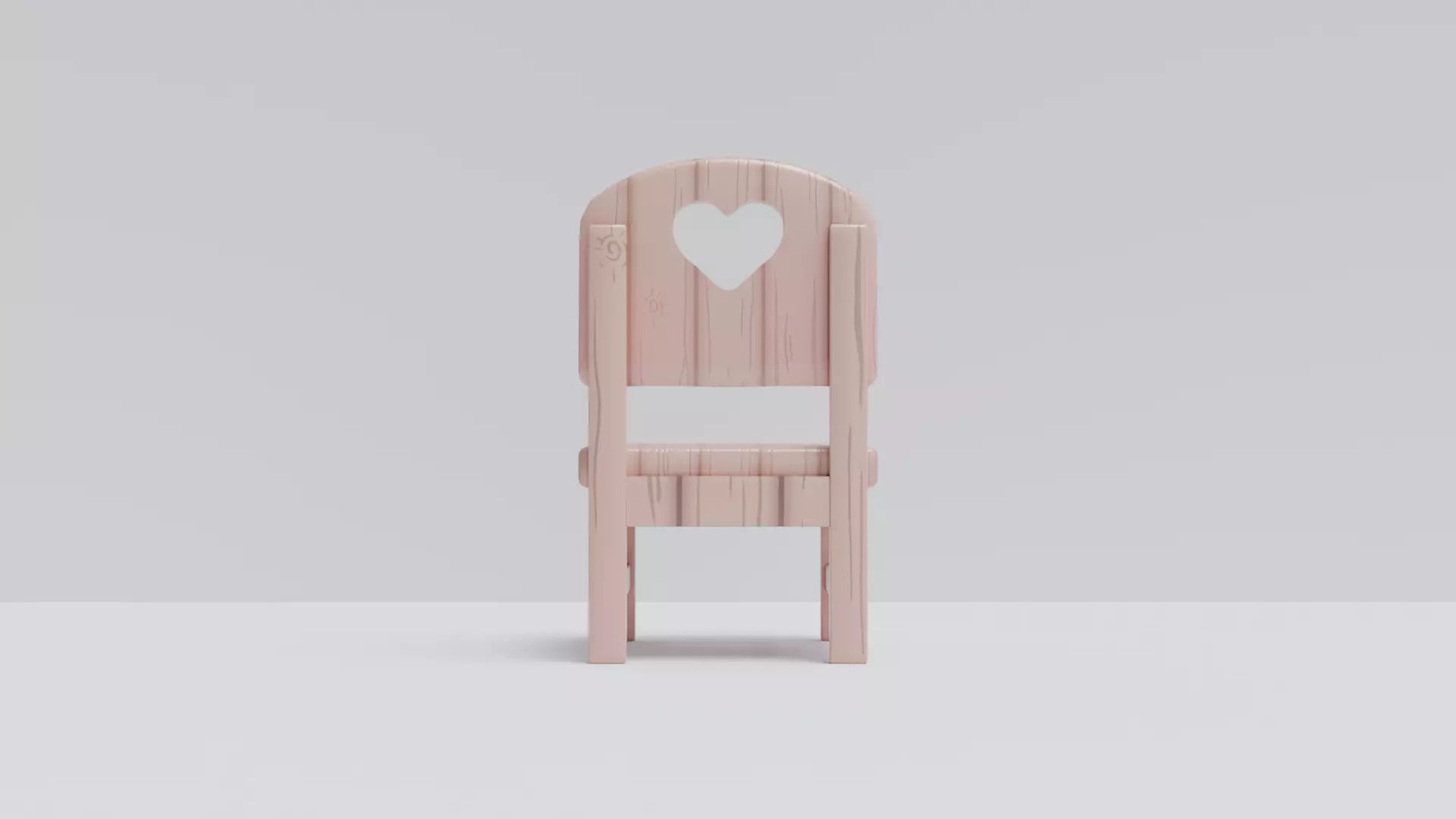 wooden childrens chair Low-poly 3D model_6