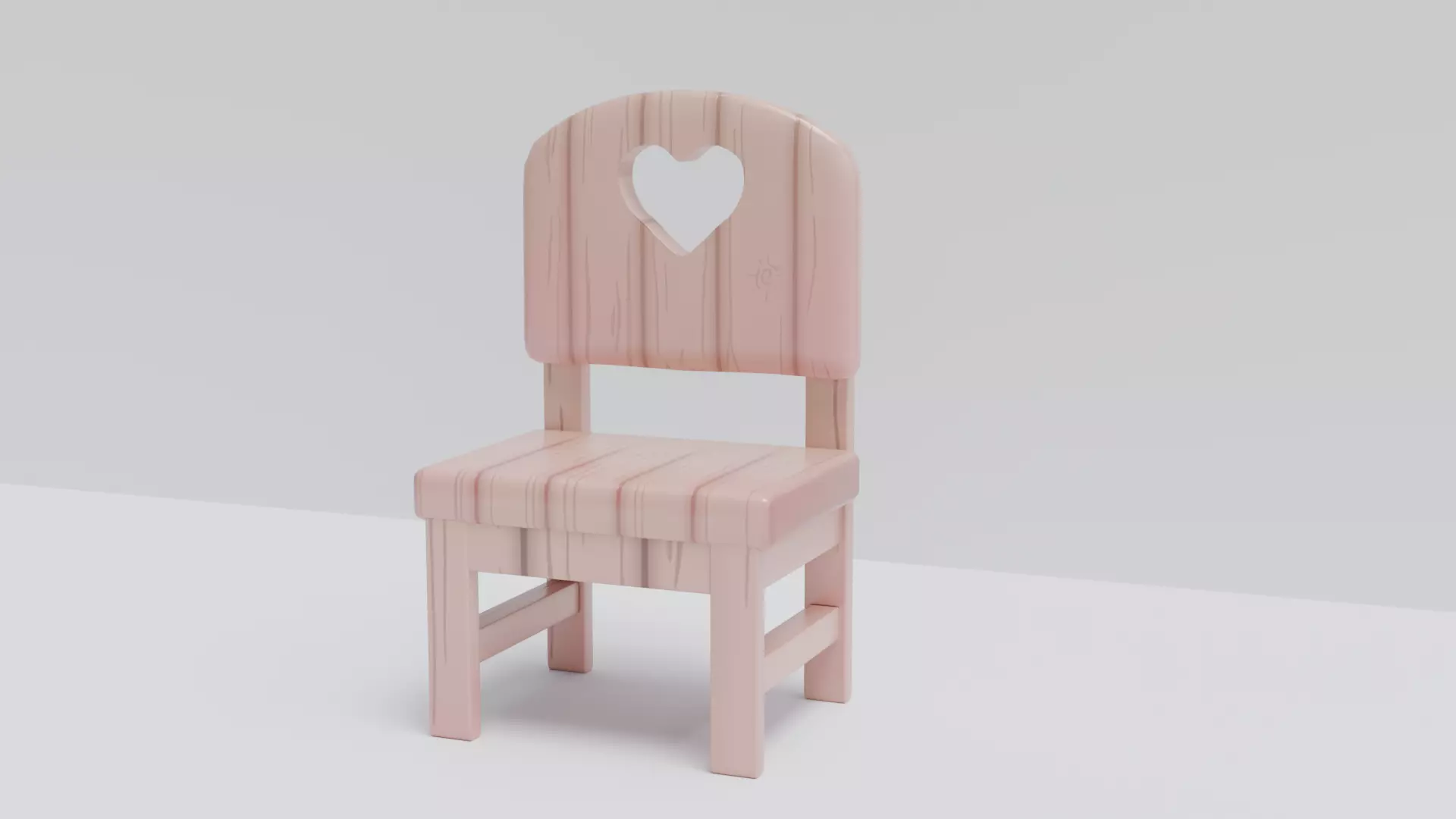 wooden childrens chair Low-poly 3D model_0