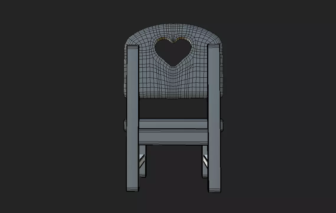 wooden childrens chair Low-poly 3D model_11