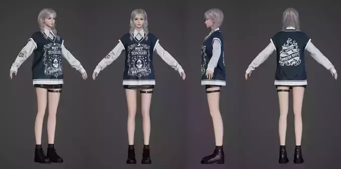 Young Urban fashion sweater skirt girl game assets