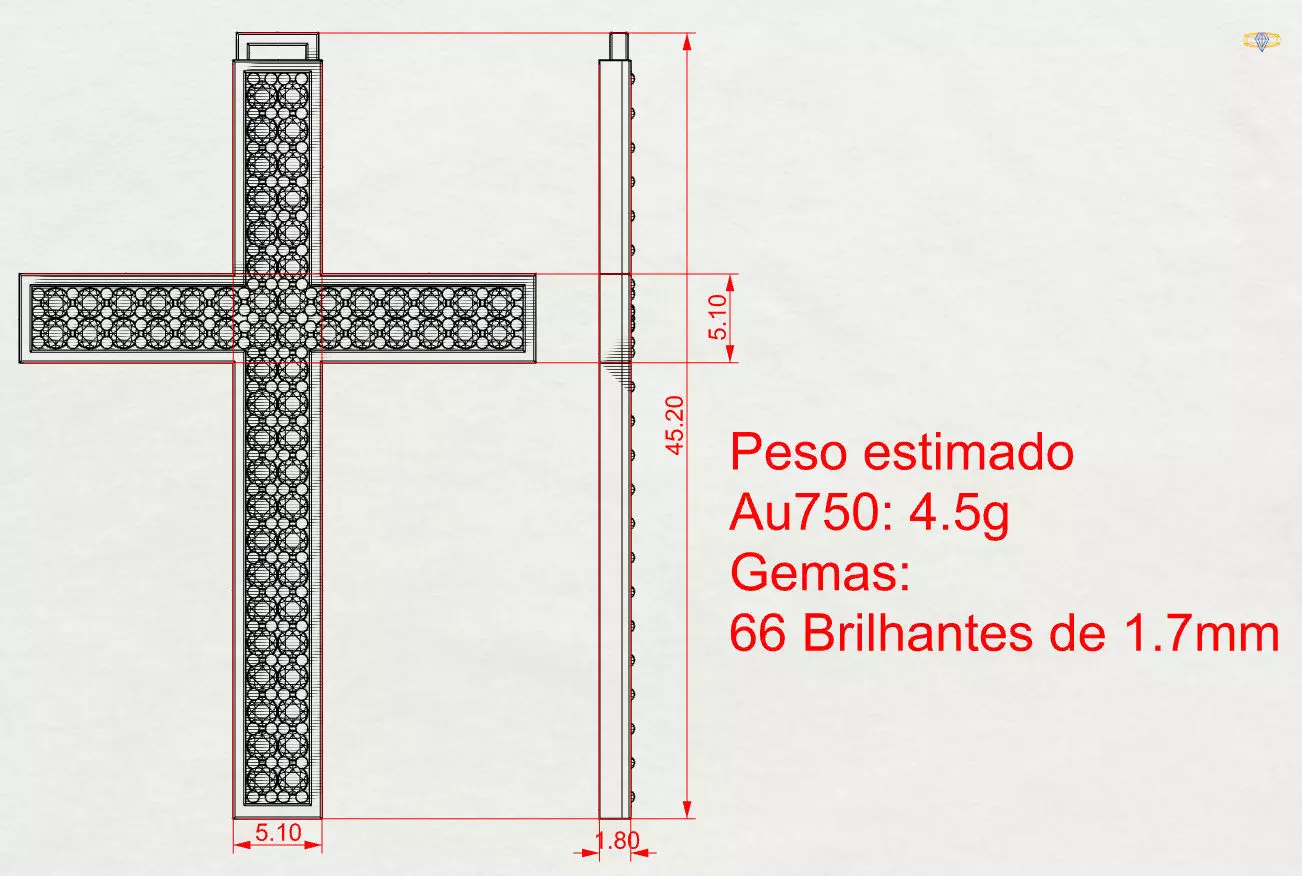 Diamond Cross 3D print model_2