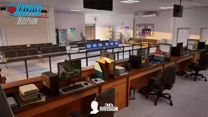 Modern Hospital Environment - Reception - PBR Game Ready