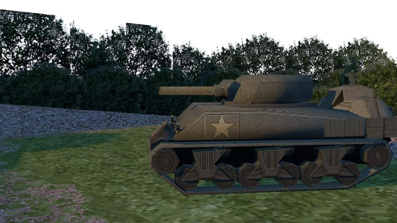 M4 Sherman Low Poly 3D Model PSX WWII Tank - Game Ready 3D model_1