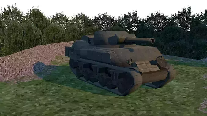 M4 Sherman Low Poly 3D Model PSX WWII Tank - Game Ready 3D model