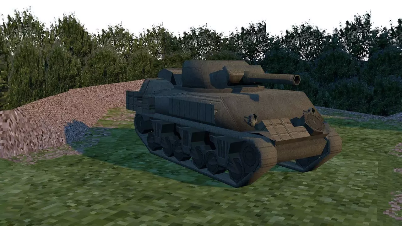 M4 Sherman Low Poly 3D Model PSX WWII Tank - Game Ready 3D model_0