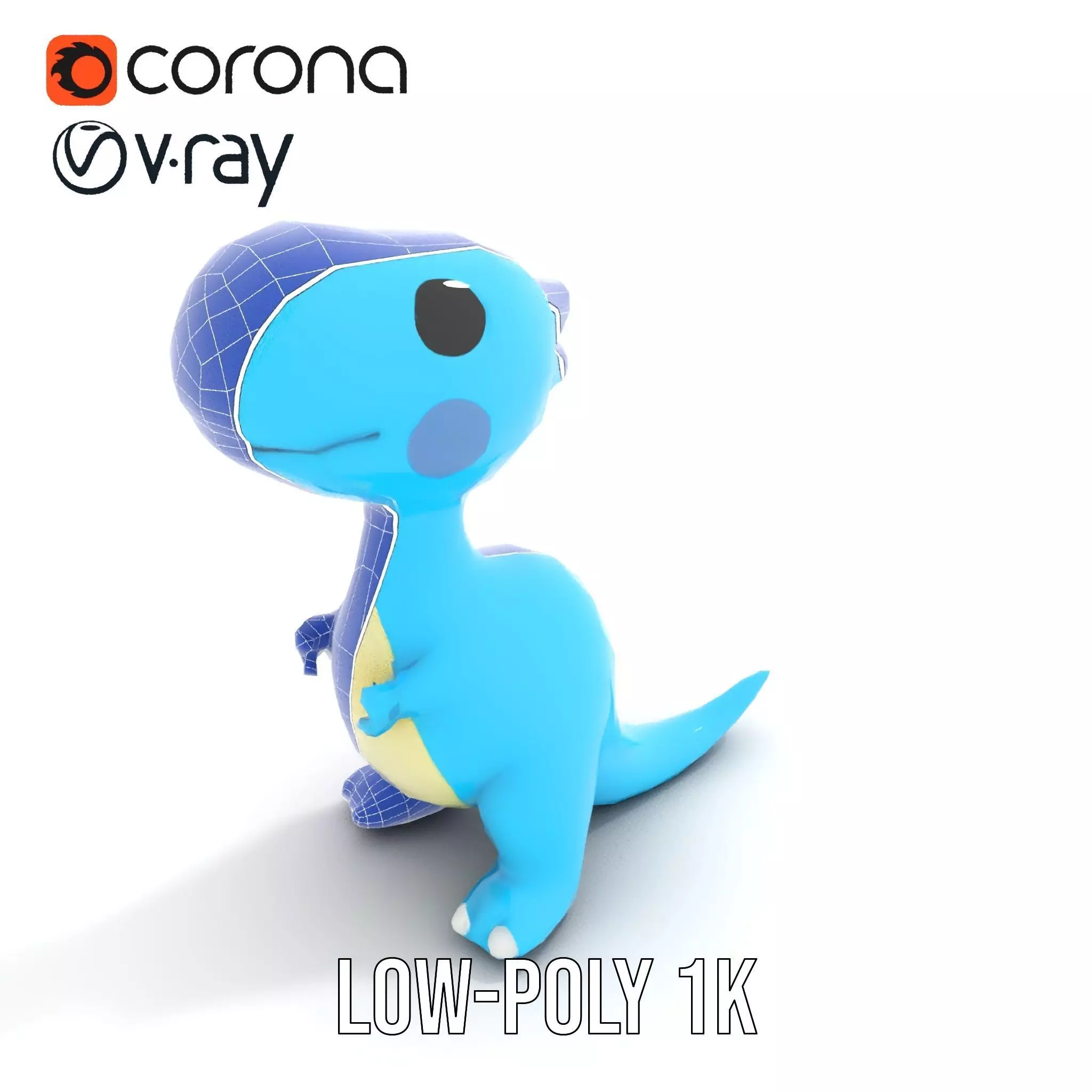 Blue Dino Character model pack Low-poly 3D model_28
