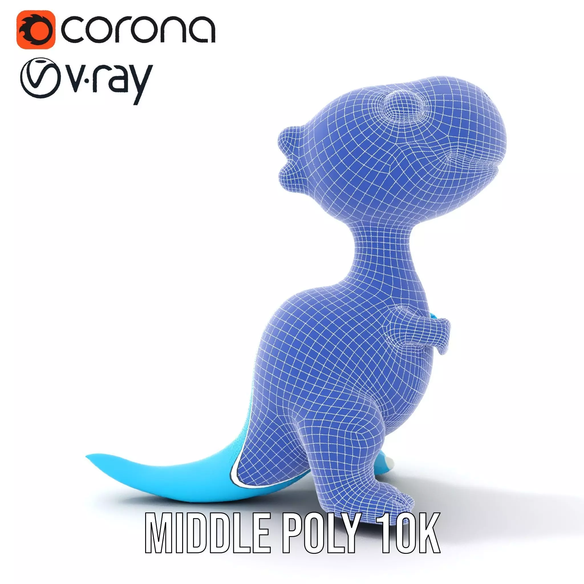 Blue Dino Character model pack Low-poly 3D model_29