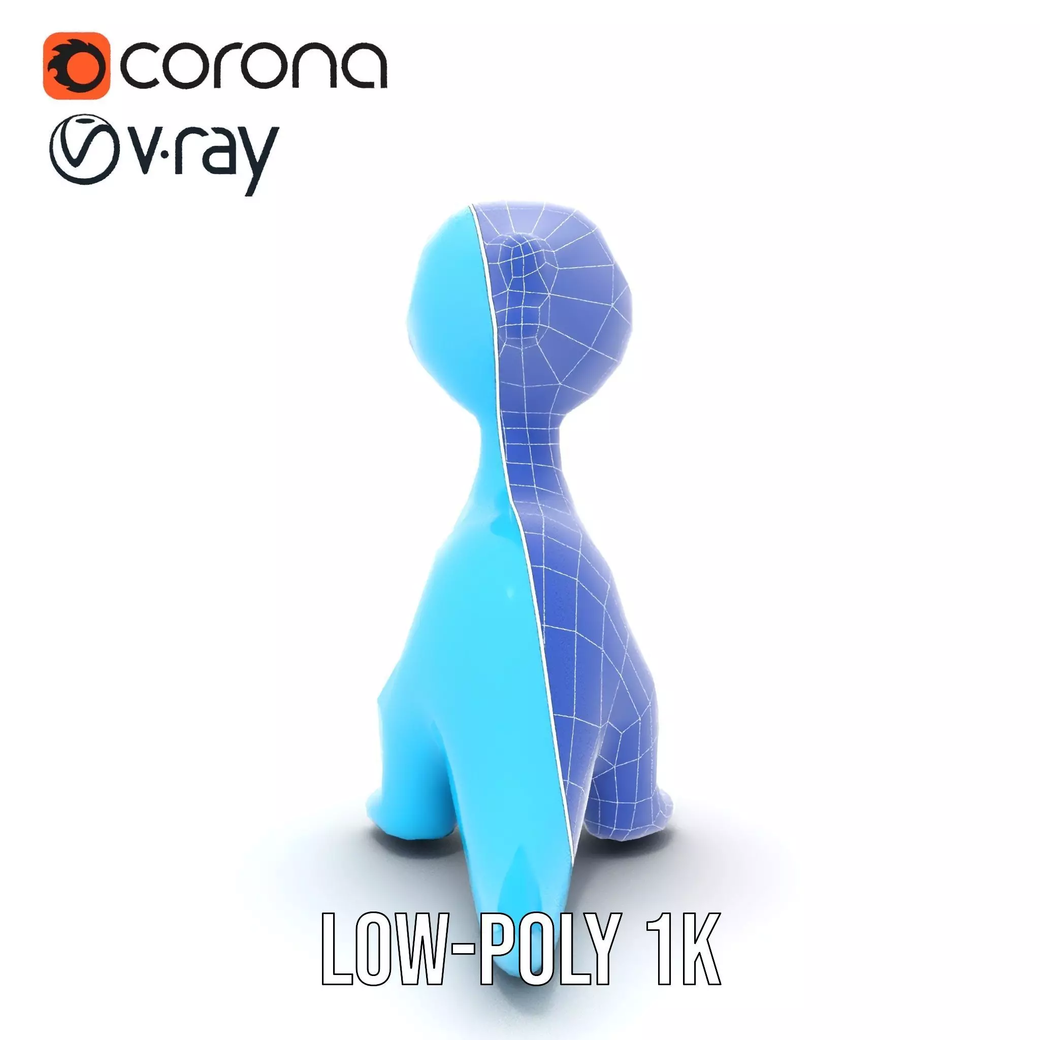 Blue Dino Character model pack Low-poly 3D model_19