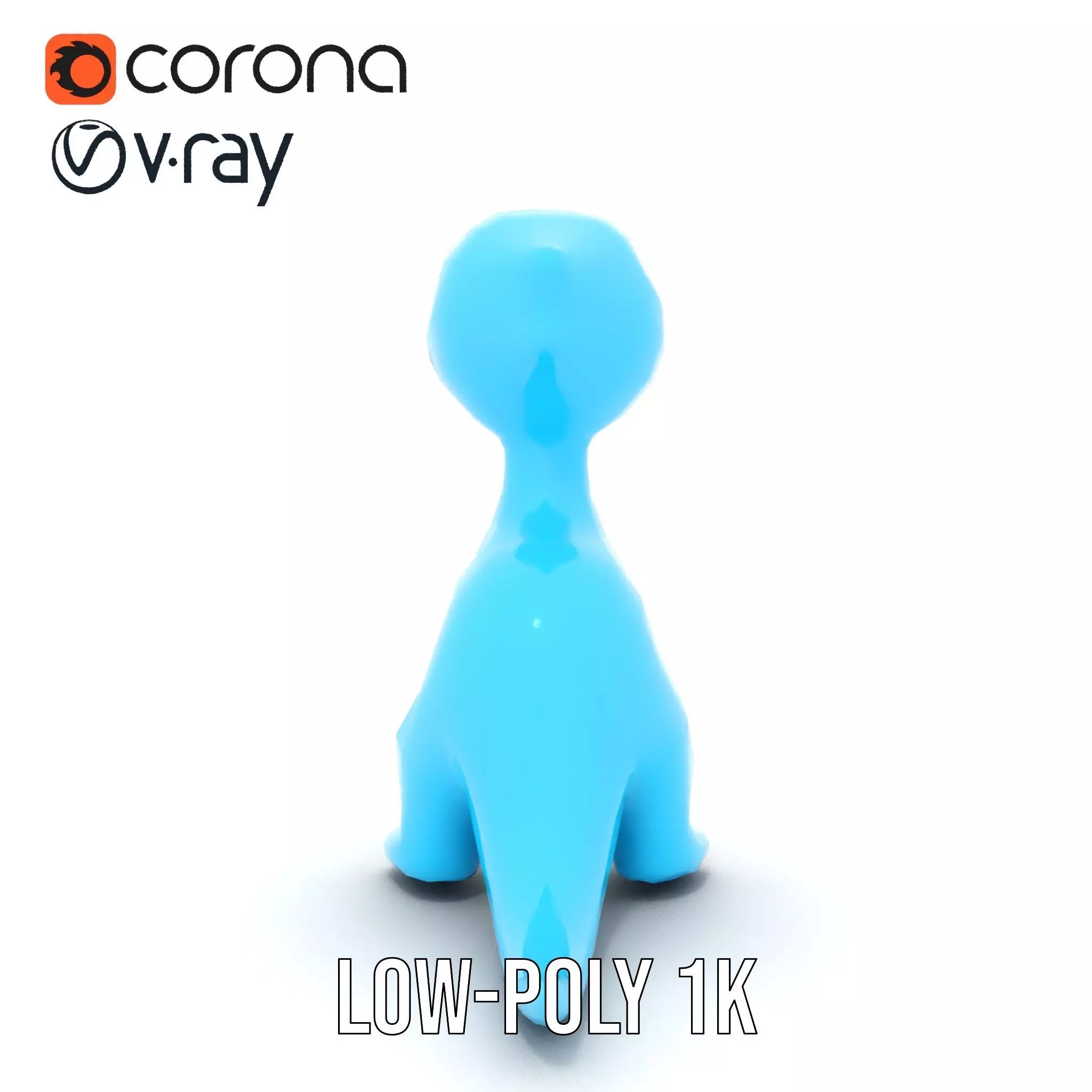 Blue Dino Character model pack Low-poly 3D model_14