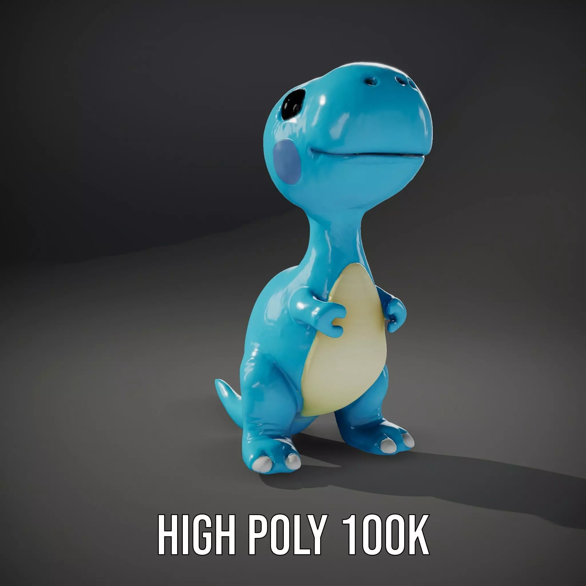 Blue Dino Character model pack Low-poly 3D model_8