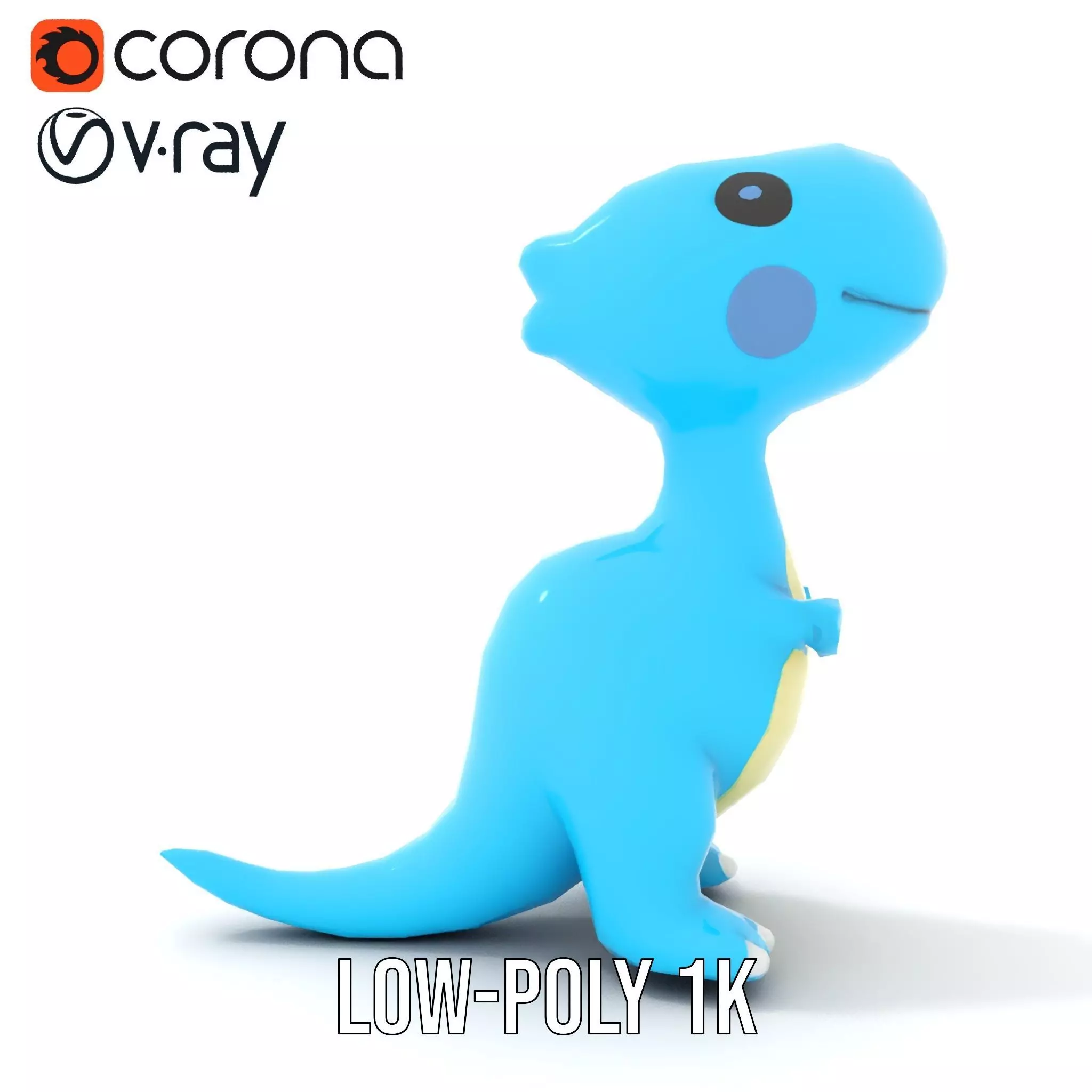 Blue Dino Character model pack Low-poly 3D model_12
