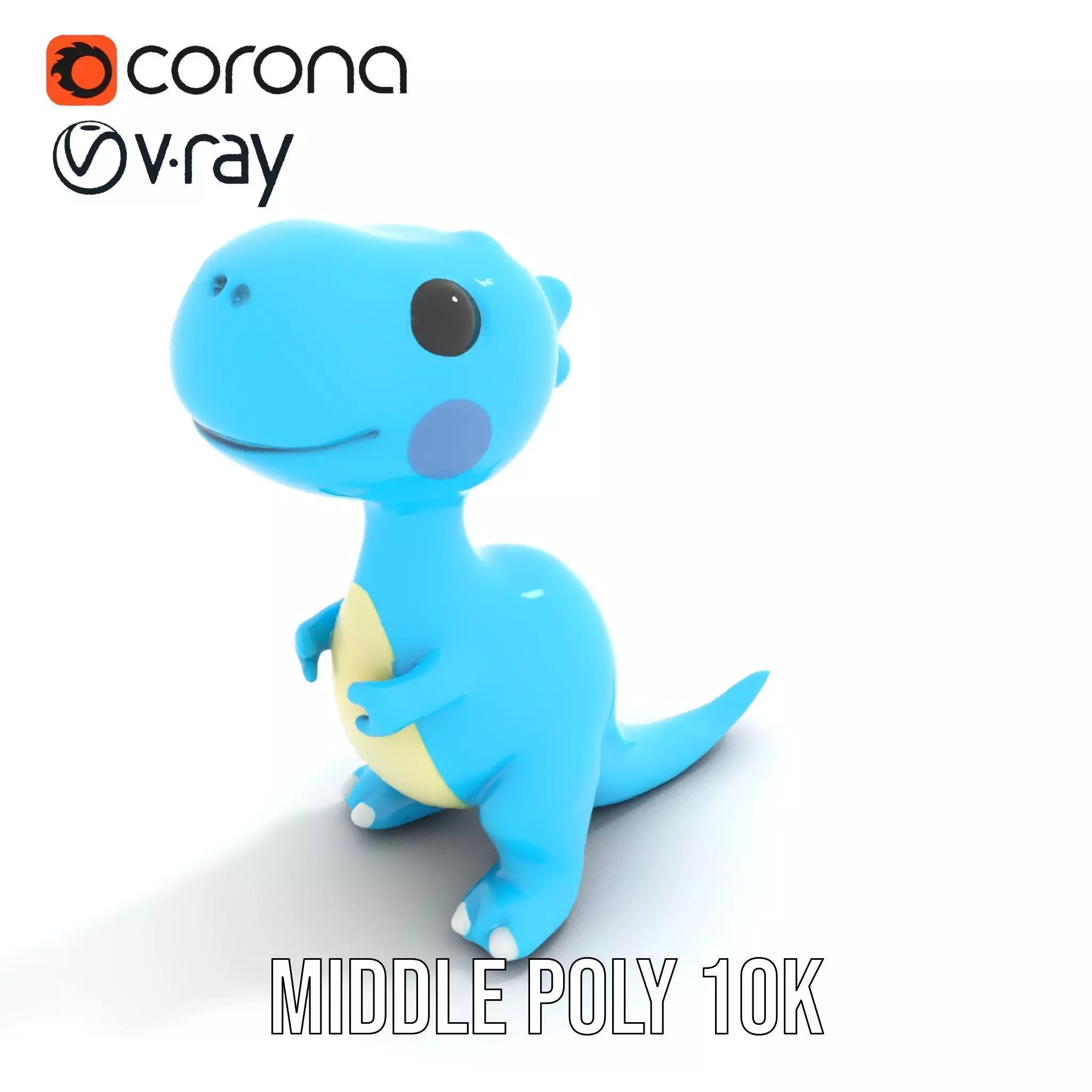 Blue Dino Character model pack Low-poly 3D model_21