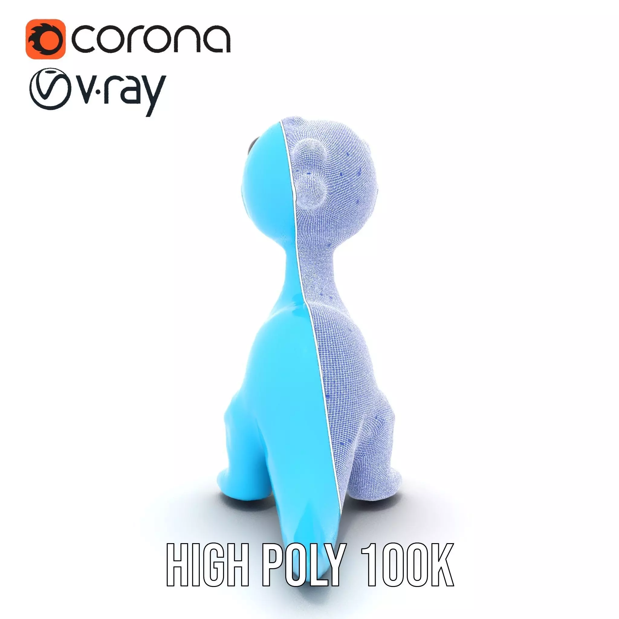 Blue Dino Character model pack Low-poly 3D model_34