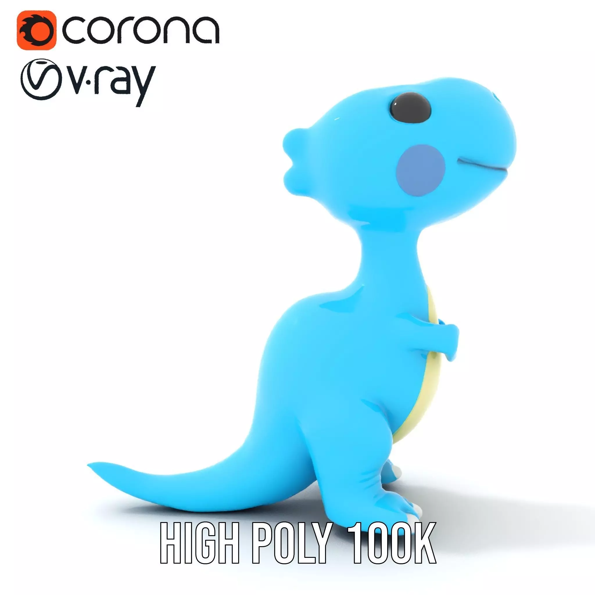 Blue Dino Character model pack Low-poly 3D model_17
