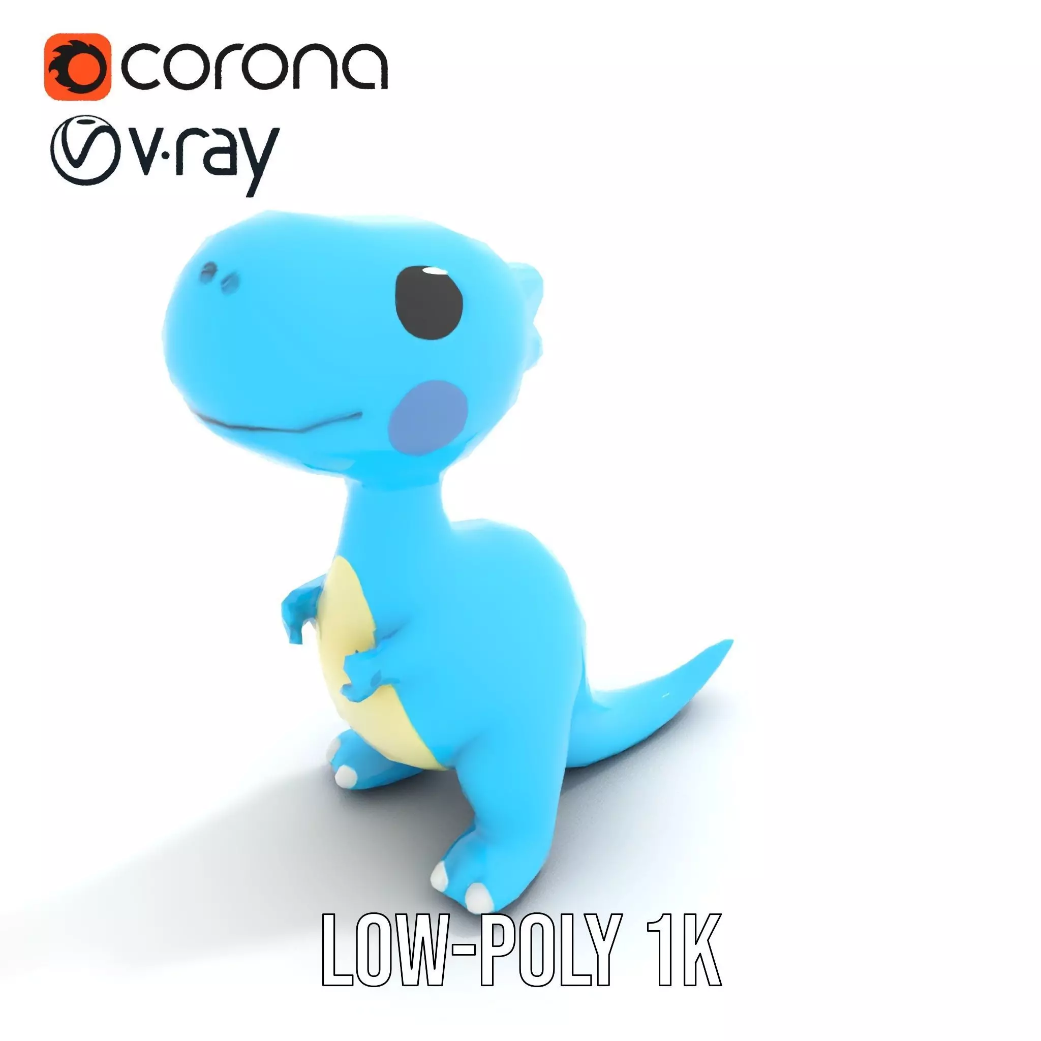 Blue Dino Character model pack Low-poly 3D model_25
