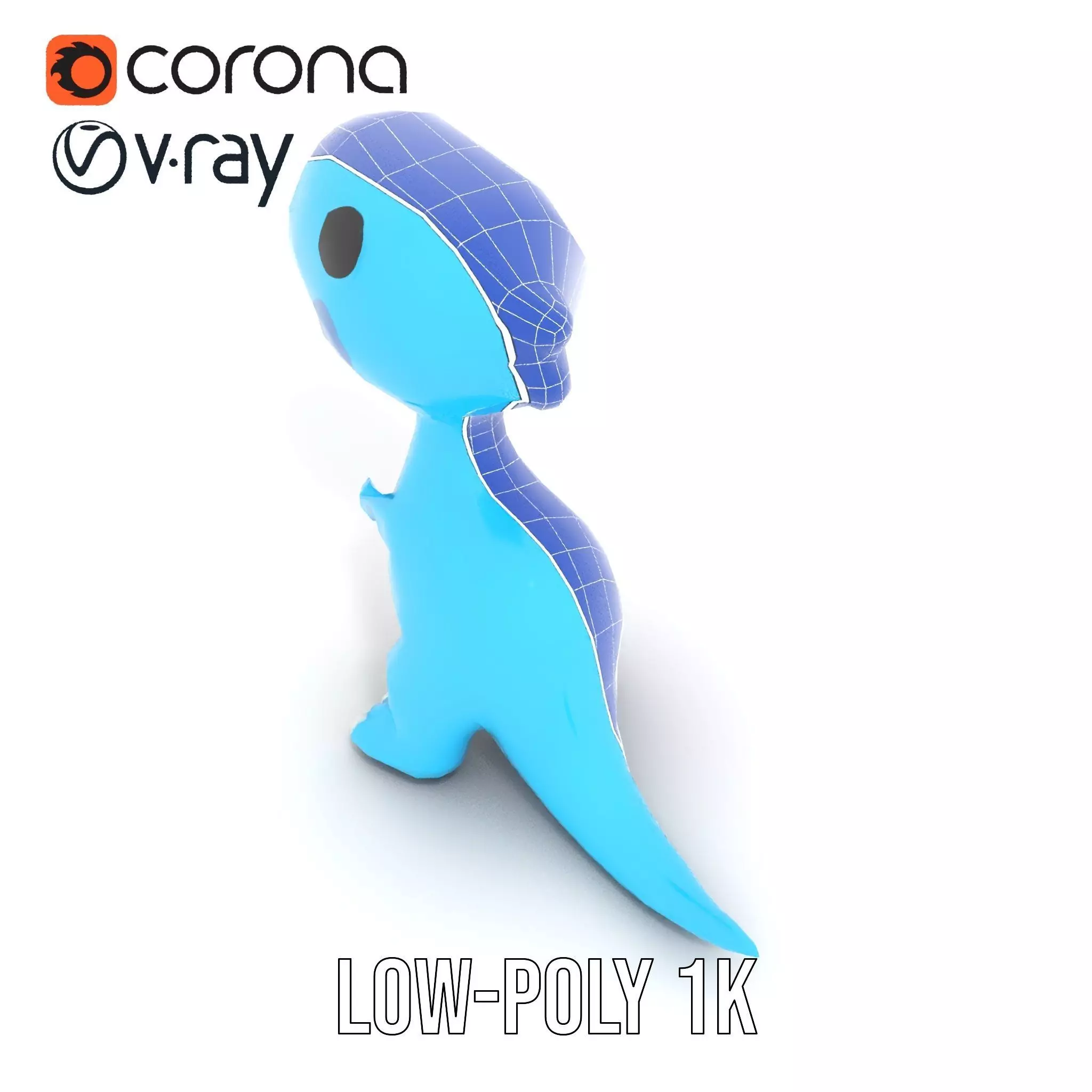 Blue Dino Character model pack Low-poly 3D model_30