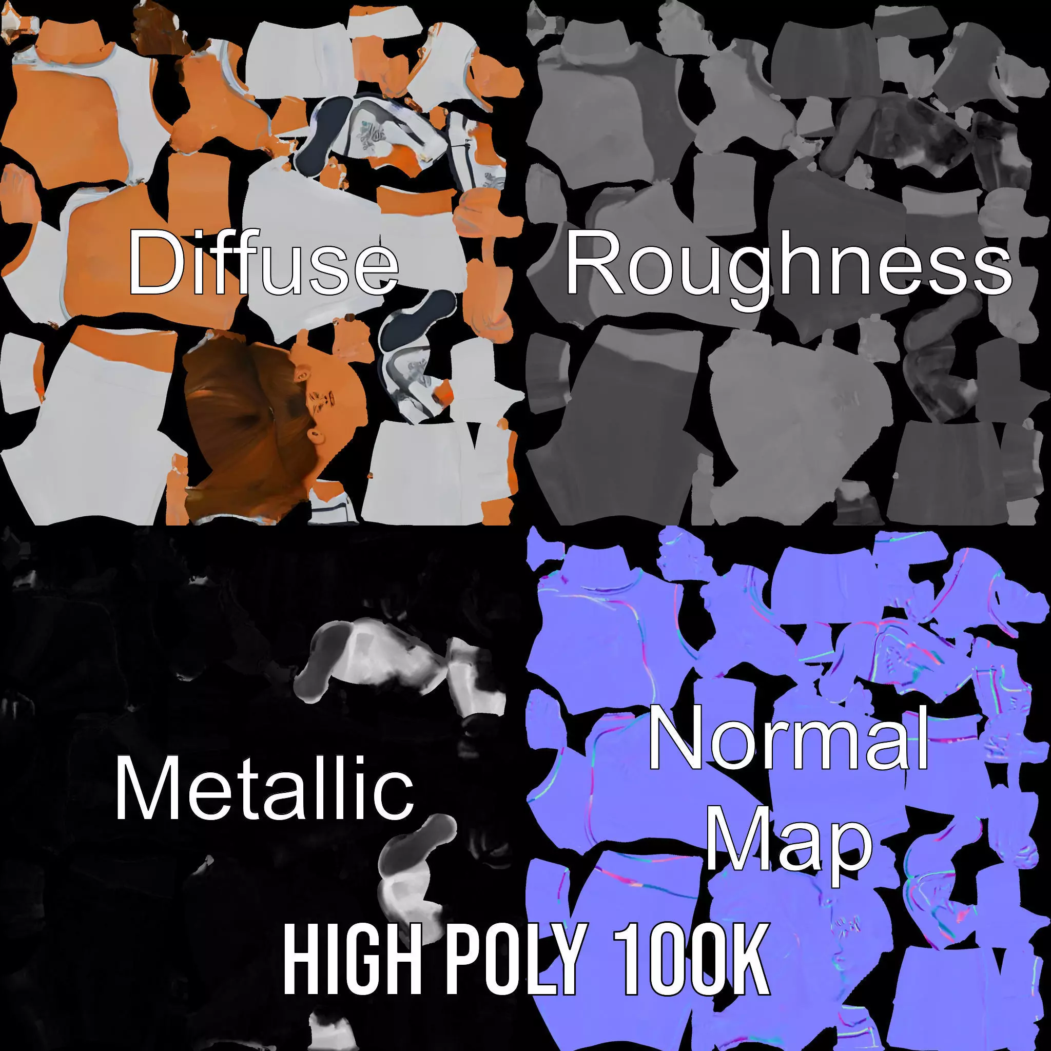 Athletic Woman Fitness model pack Low-poly 3D model_3