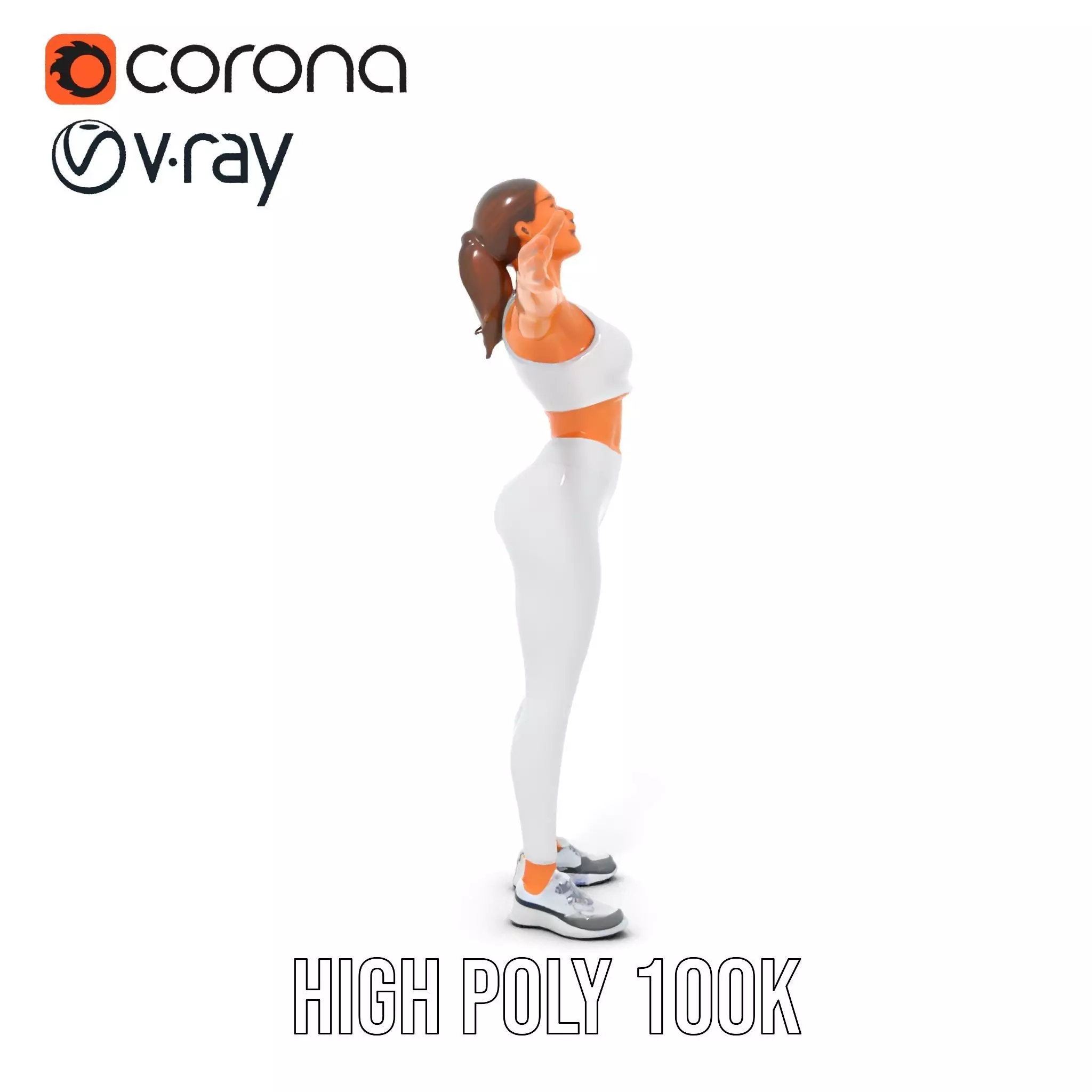 Athletic Woman Fitness model pack Low-poly 3D model_29