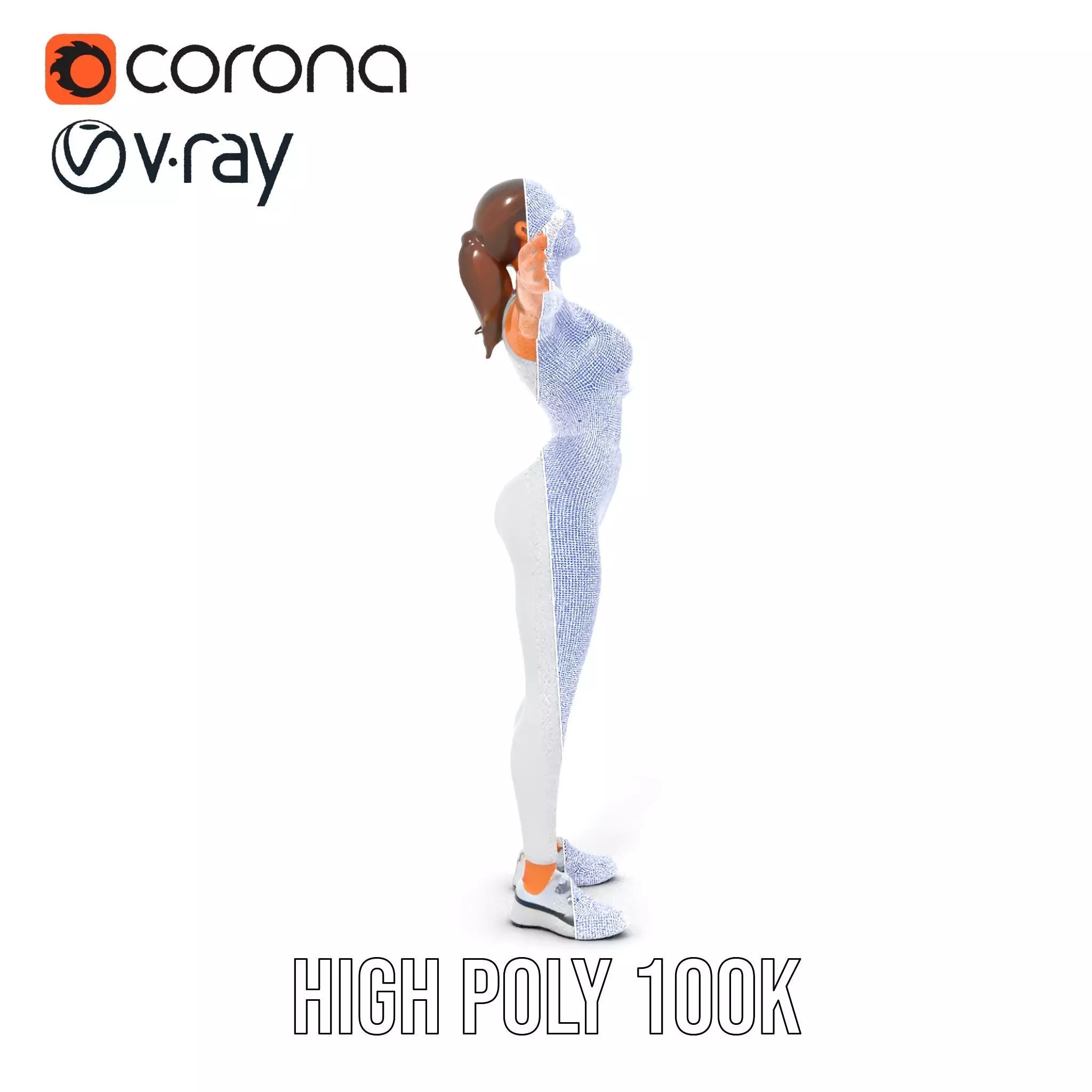 Athletic Woman Fitness model pack Low-poly 3D model_20