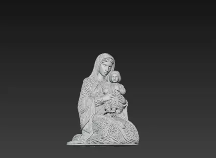 3D Virgin Mary Holding Baby Jesus Statue 3D print model_2
