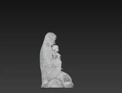 3D Virgin Mary Holding Baby Jesus Statue 3D print model_4