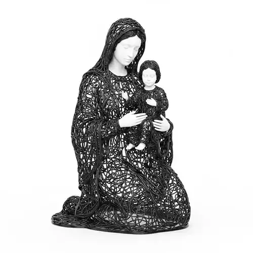 3D Virgin Mary Holding Baby Jesus Statue 3D print model