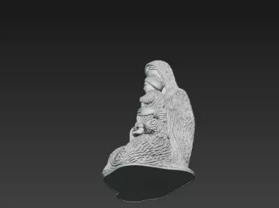 3D Virgin Mary Holding Baby Jesus Statue 3D print model_15