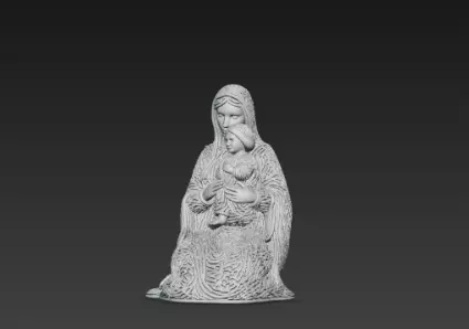 3D Virgin Mary Holding Baby Jesus Statue 3D print model_10