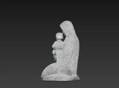 3D Virgin Mary Holding Baby Jesus Statue 3D print model_8