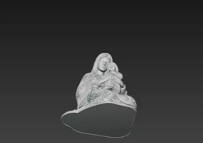 3D Virgin Mary Holding Baby Jesus Statue 3D print model_14
