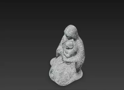 3D Virgin Mary Holding Baby Jesus Statue 3D print model_11