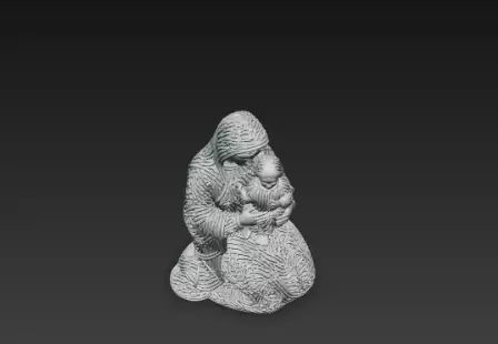 3D Virgin Mary Holding Baby Jesus Statue 3D print model_12