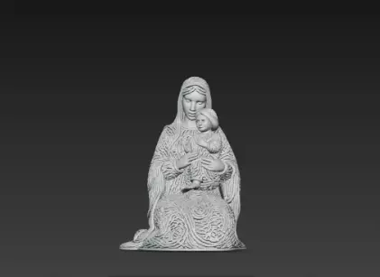 3D Virgin Mary Holding Baby Jesus Statue 3D print model_1