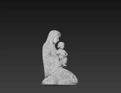 3D Virgin Mary Holding Baby Jesus Statue 3D print model_3