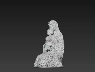 3D Virgin Mary Holding Baby Jesus Statue 3D print model_9