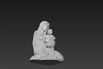 3D Virgin Mary Holding Baby Jesus Statue 3D print model_16