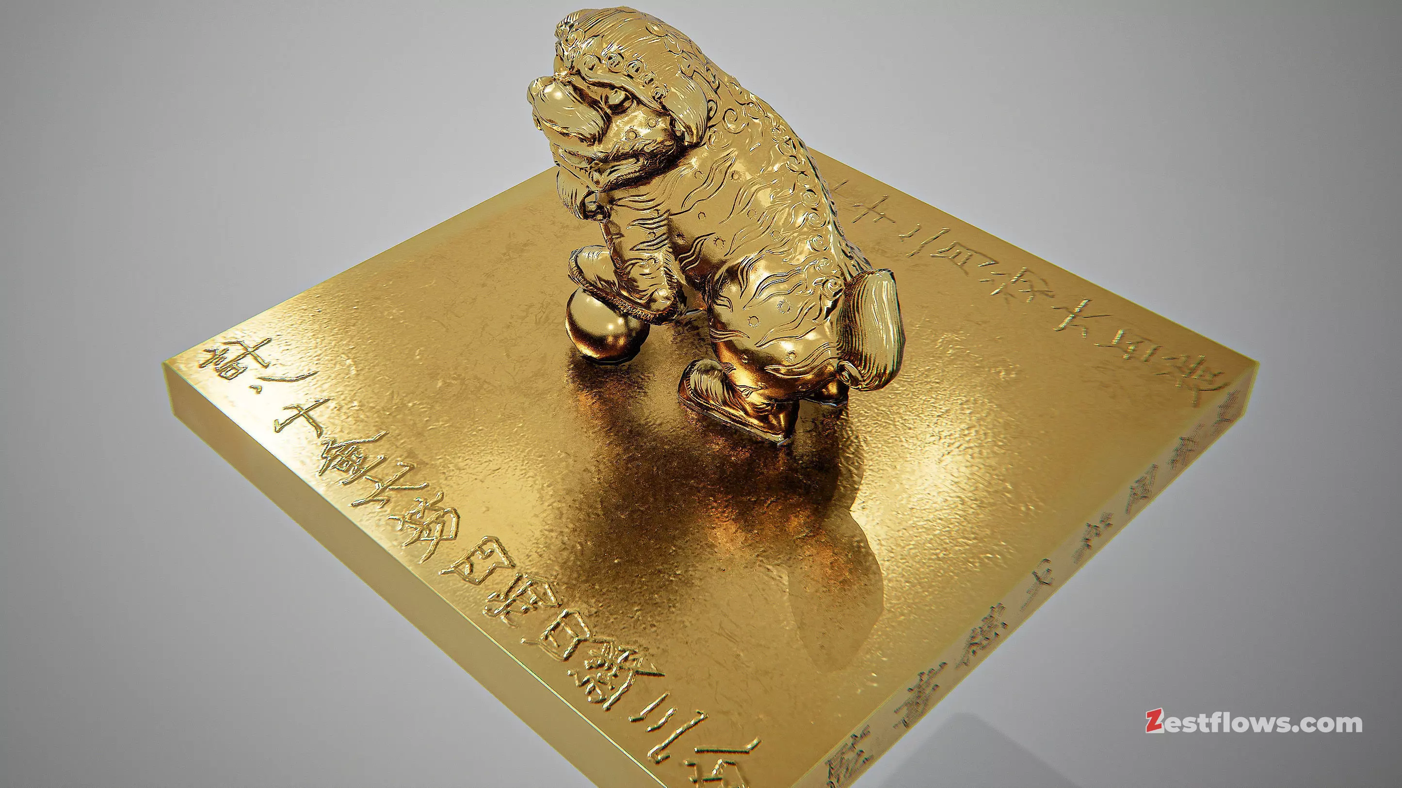 Great Viet Kingdom Golden Seal - 1709 Low-poly 3D model_6