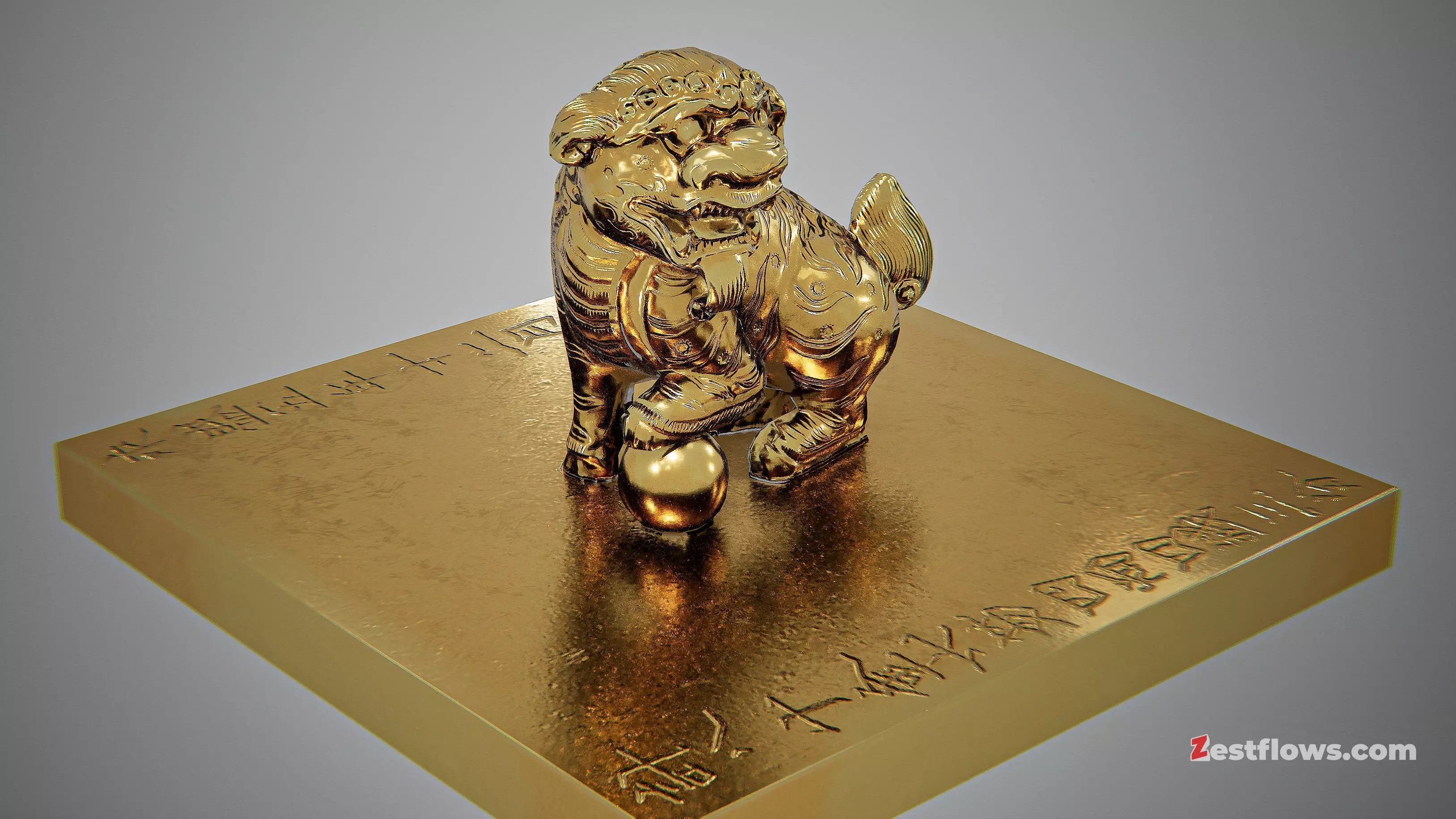 Great Viet Kingdom Golden Seal - 1709 Low-poly 3D model_10